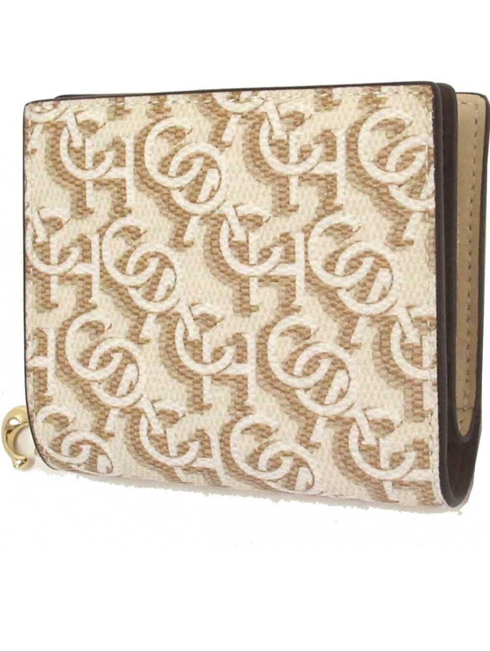 COACH Women's Snap Wallet Monogram Print (Chalk), Beige